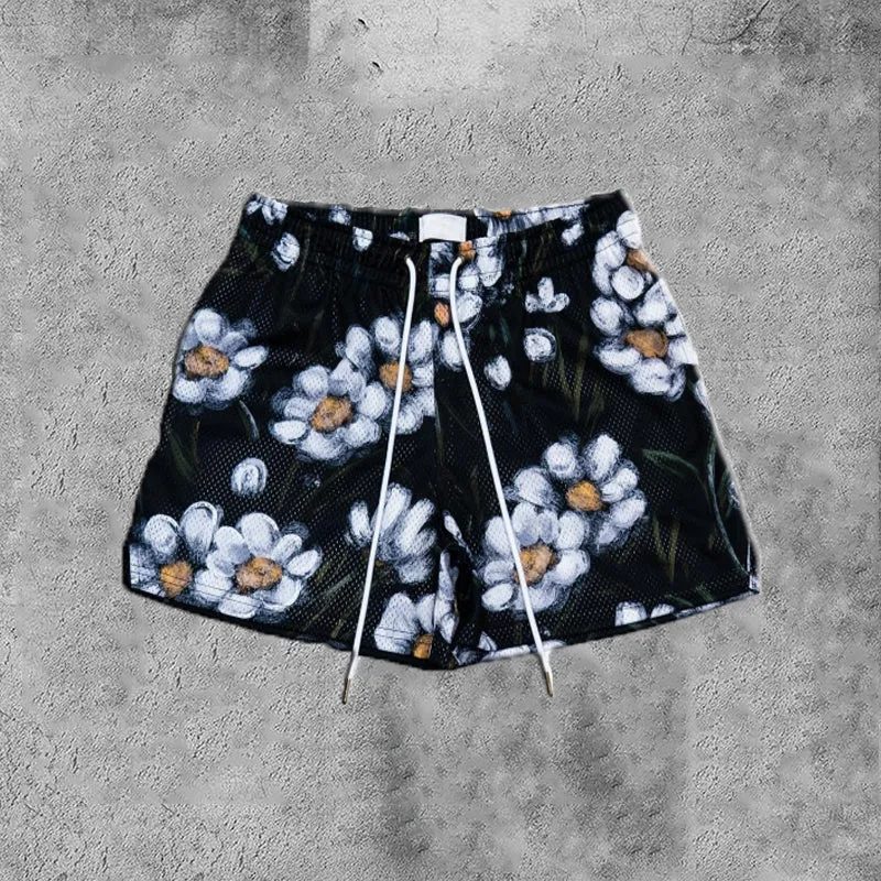 Blavra Hip Hop Flower Street Print Fashion Street Shorts