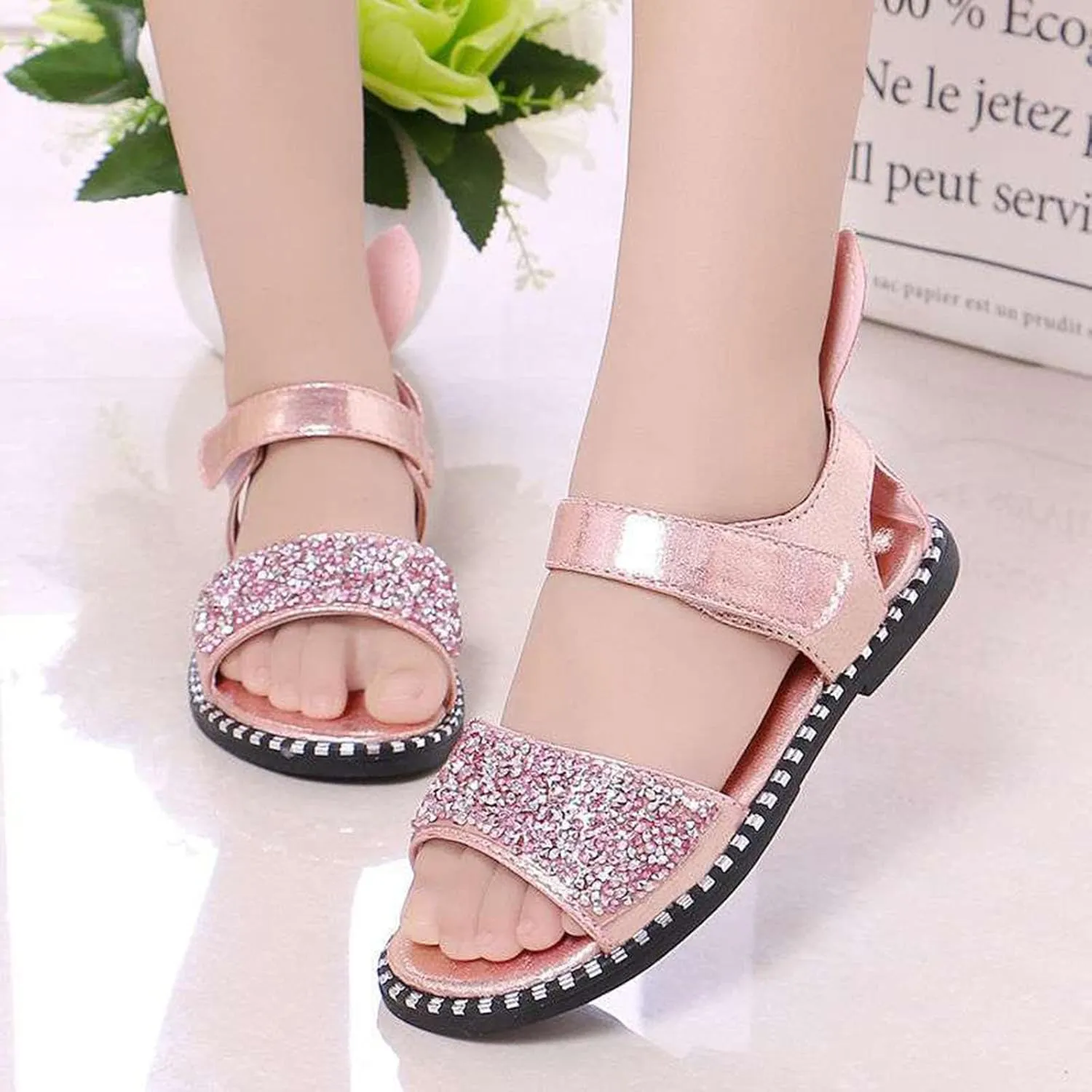 Girls Shoes with Straps Toddler Little Girl Dress Sandals Shoes Casual Slip On Ballet Slide Sandals Shower