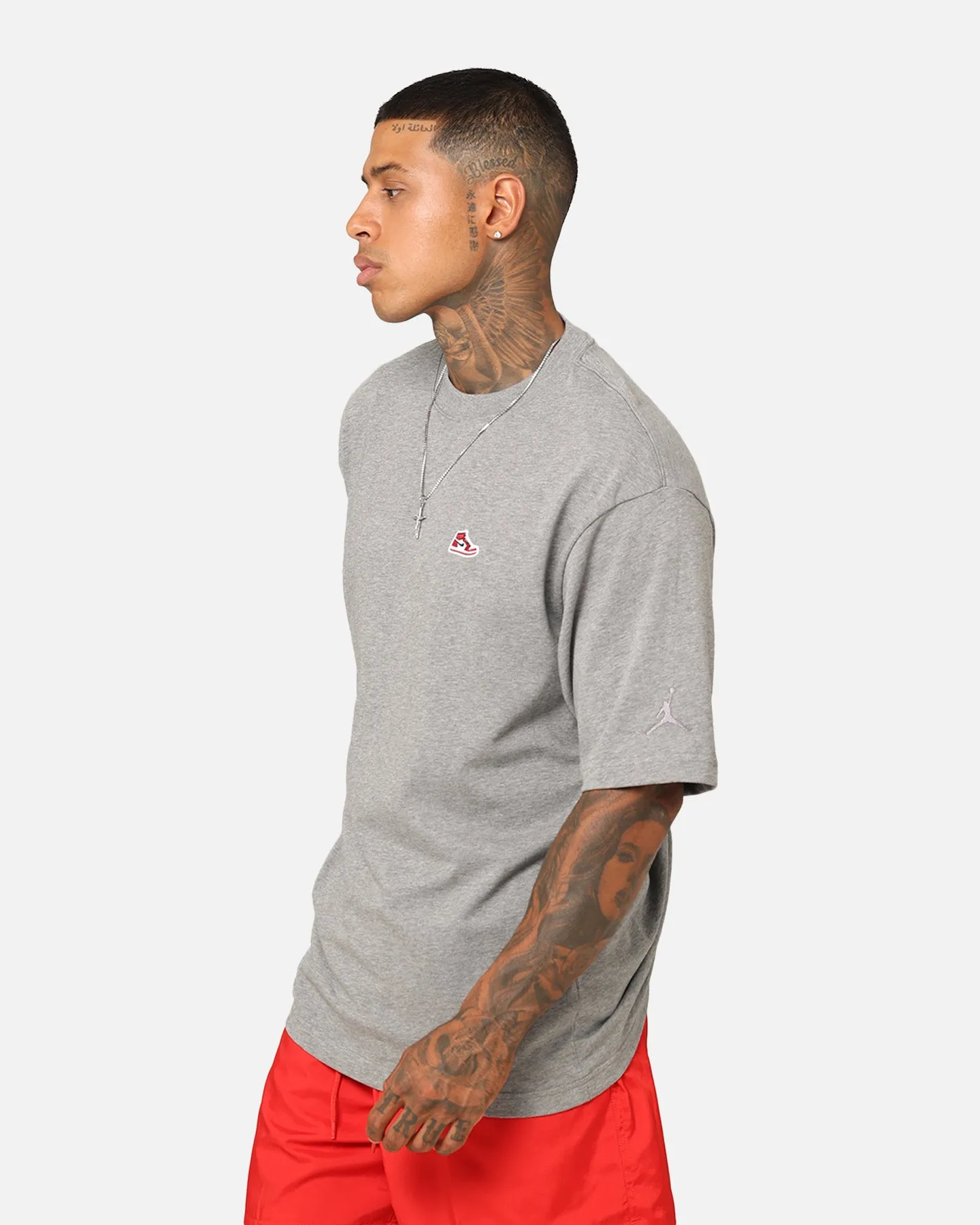 Jordan Brand Sneaker Patch Crew T-Shirt Carbon Heather