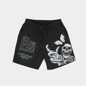Men's Skull Butterfly Print Mesh Shorts