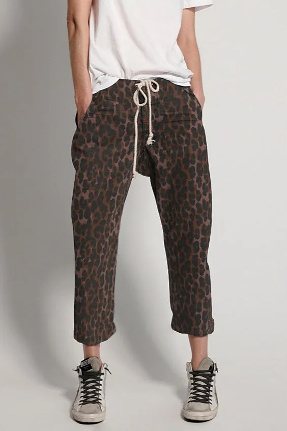 One Teaspoon WOMENS BRONZE LEOPARD SHABBIES  DRAWSTRING JEANS