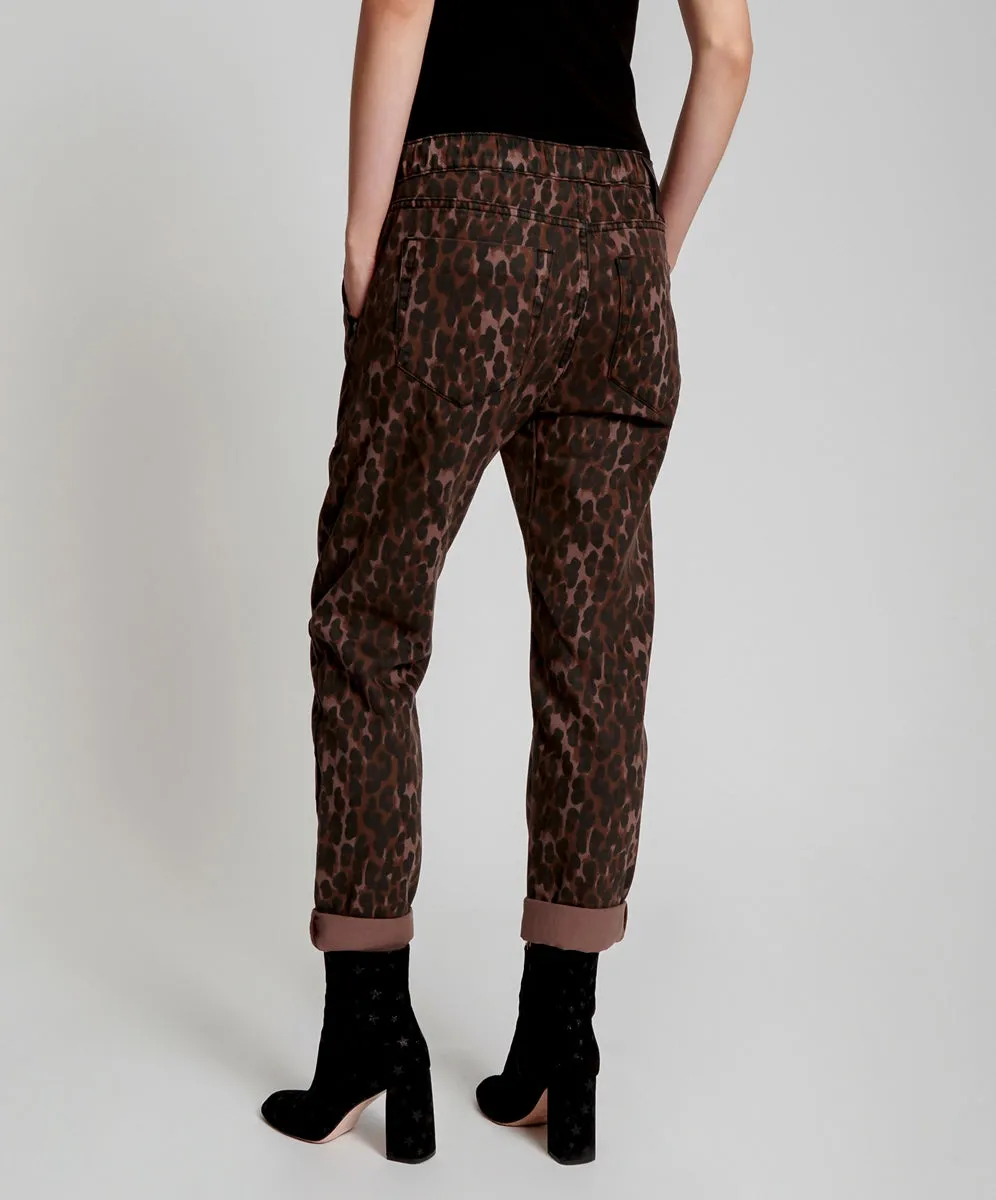 One Teaspoon WOMENS BRONZE LEOPARD SHABBIES  DRAWSTRING JEANS