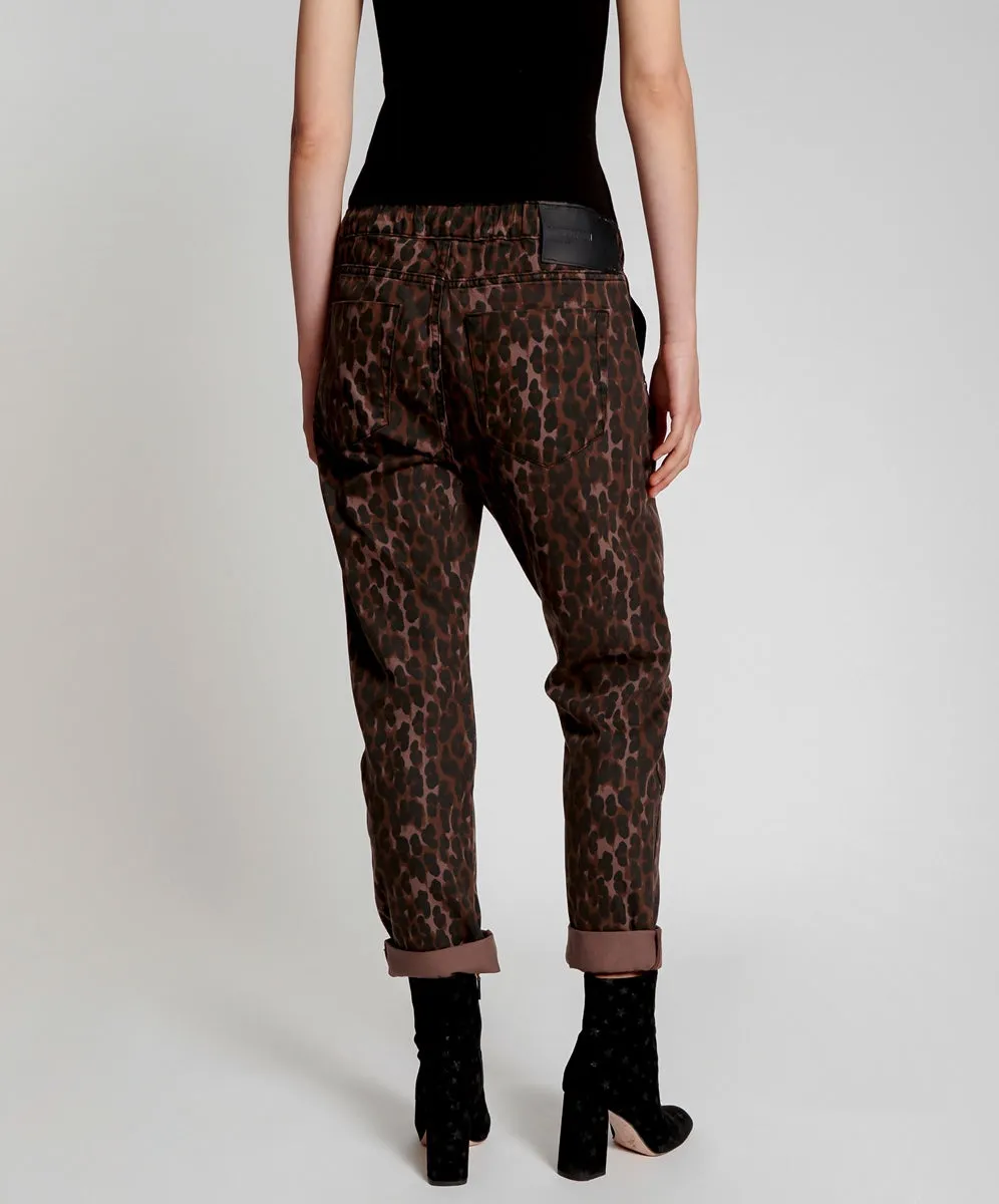 One Teaspoon WOMENS BRONZE LEOPARD SHABBIES  DRAWSTRING JEANS