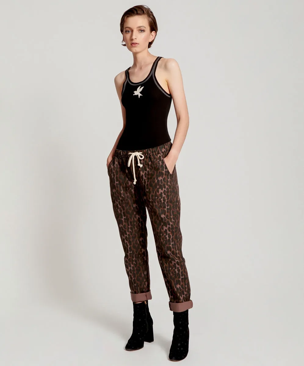 One Teaspoon WOMENS BRONZE LEOPARD SHABBIES  DRAWSTRING JEANS