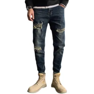 West Louis Fashion Straight Hole Beggar Designer Jeans