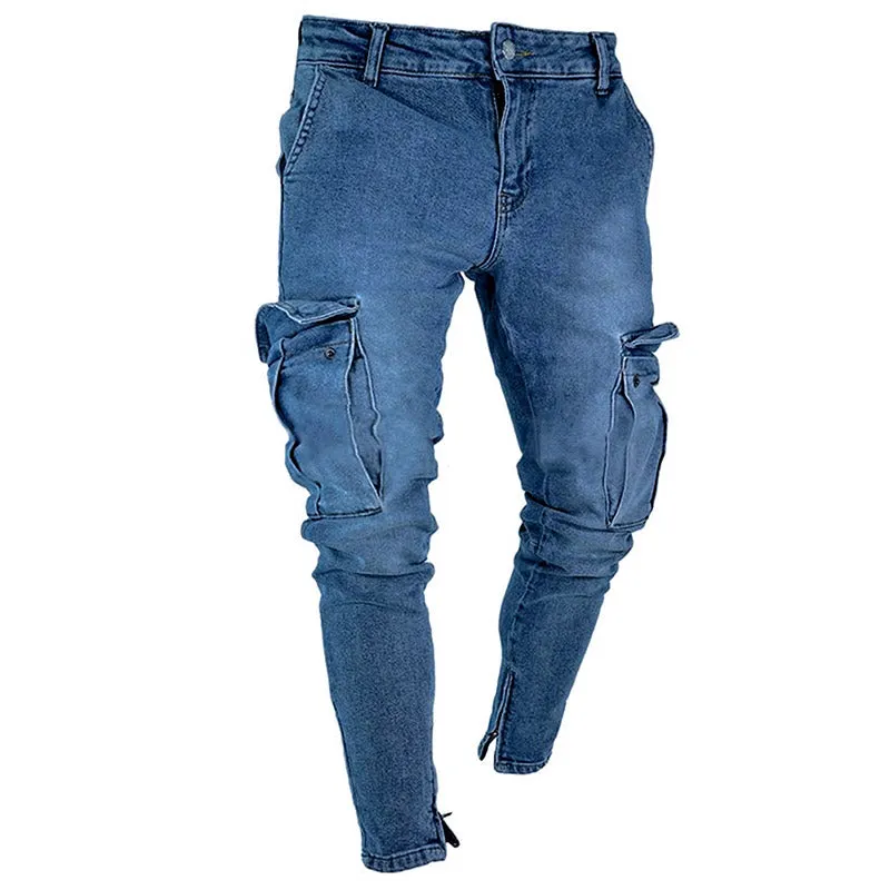 West Louis Trend Knee Hole Zipper Feet Jeans