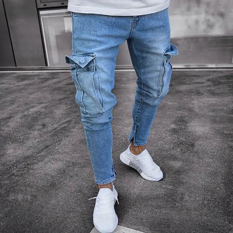 West Louis Trend Knee Hole Zipper Feet Jeans