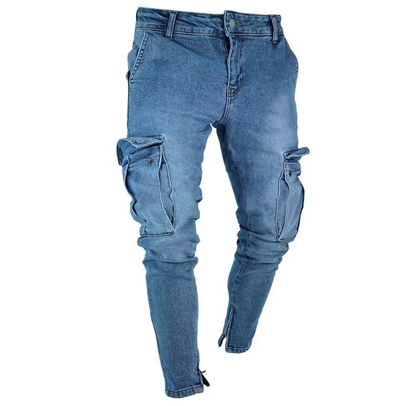 West Louis Trend Knee Hole Zipper Feet Jeans
